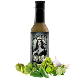 Hellfire Hot Sauce Vampira XXX Embalmination - Green Salsa Verde Gourmet Hot Sauce With Carolina Reaper Peppers, 5 oz.