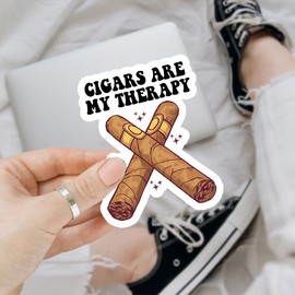 3Pcs Cigars Sticker Cigars are My Therapy Sticker Cigars Lovers Gifts Funny Cigars Smoke Gift Cigar Life Stickers Cigar are My Therapy Decal for Laptop Water Bottle Toolbox Phone Car Hard Hat 3"
