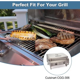 Adviace Grill Replacement Parts for Cuisinart CGG-306 CGG306 Gas Grill, Grill Cooking Grate 306-20087 & Flame Tamer 306-20133 & Gas Burner 306-20092 Replacement for Cuisinart Gas Grill CGG-306