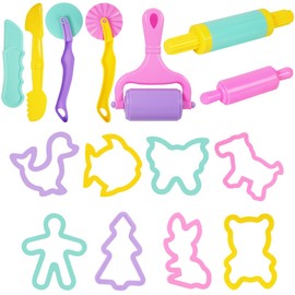 HAMKU 15-Piece Kneading Accessory Set with Robust Kneading Tools, Kneading Accessories for Children's Clay from 2 Years, Includes Plasticine Tools, Kneading Tool Ideal for Magic Sand and Kitchen Toys