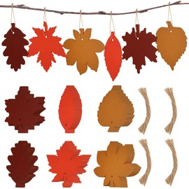 Queekay 60 Pieces Wooden Maple Leaf Fall Leaves Wooden Autumn Leaf Cutout Fall Ornaments Leaf Shaped Hanging Embellishment Decor 3 Colors for DIY Craft Thanksgiving Decorations
