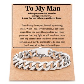 Tarsus Men Bracelets for Boyfriend Husband, To My Men Boyfriend Husband Christmas Valentines Day Birthday Gifts, Stainless Steel Cuban Link Bracelet Gifts for Men Husband Boyfriend