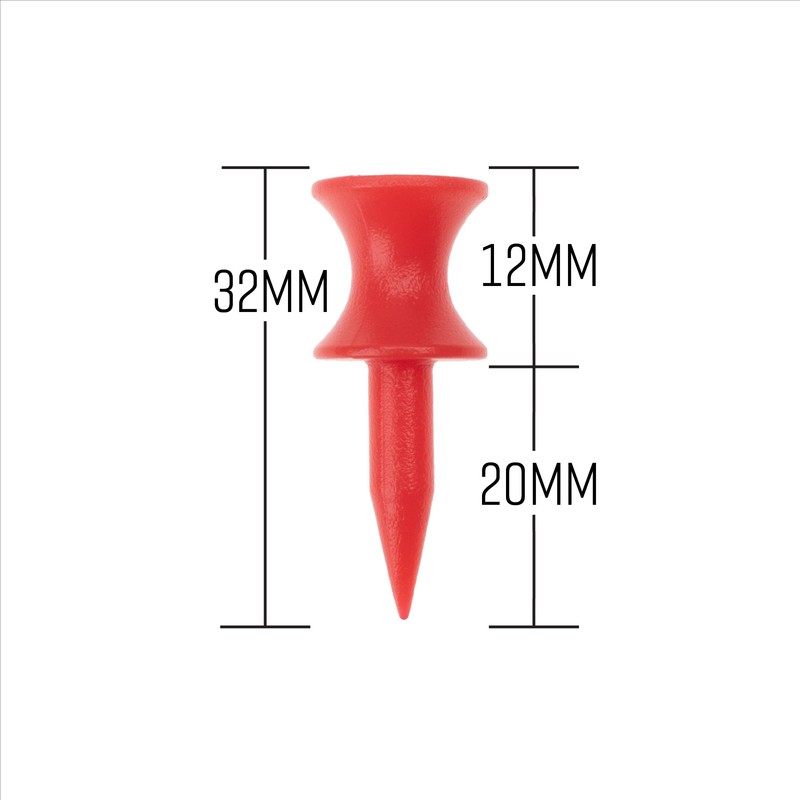ECADDIE Red 32mm Plastic Castle Graduated Golf Tees (35 Pack)