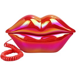 Upgraded Corded Landline Phones for Home, TelPal Funny Novelty Lip Phone Gift, Wired Mouth Telephone Real Landline Home Office Telephones Furniture Decor (Red)