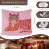 HUGANE Trendy Preppy Orange Tiger Tapestry, Coquette Pink Tapestry Wall