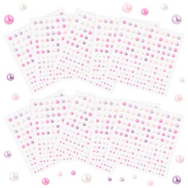 NALER Pearl Stickers Stickers Decorative Stickers Stickable, 1,650 pcs, DIY Supplies, Piercing, Seals, Face Seals, Glitter, Colorful, Charming Stickers, 0.1 inch (3/4/5/6 mm), Set of 10, Craft
