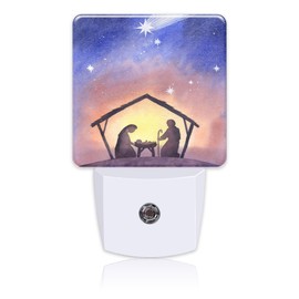 Uiaoiais Birth of Jesus in Bethlehem Night Light Plug into Wall with Dusk to Dawn Sensor Cute Nightlight for Kid Girls Boys Women Men Room Decor, Hallway, Kitchen, Bathroom, Nursery, Stairs