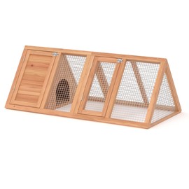GOJOOASIS Chicken Coop for 2 Chickens Small Rabbit Hutch Quail Coop Wooden Bunny Cages Outdoor Chicken House w/Ventilating Wire (Wood)