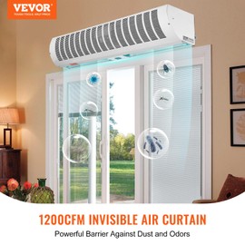 VEVOR FM150-900-U Commercial Wall Mounted Air Curtains, Indoor Over Door Fan with Heavy Duty Limit Switch, Easy-Install 110V Unheated, 36 inch, White