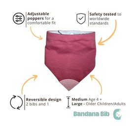 Cheeky Chompers All Needs Bandana Bibs With Oral Sensory Chew | 4+ years | Oral, Motor, Anxiety Needs| Safe & Hygienic | Adult Neckerchew (Medium, Pink, 2-Pack)