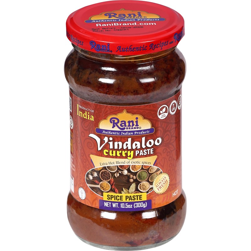 Rani Vindaloo Curry Cooking Spice Paste, Hot! 10.5oz (300g) Glass