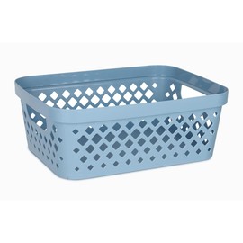 Glad Plastic Storage Basket Set, Value Pack of 6 | Open Storage Bins for Shelves, Bathroom, Pantry, Closet | Nesting Organizer Boxes with Handles, 2 Gallon, Marina Blue