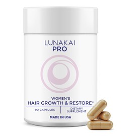 Lunakai PRO USA Made Women’s Hair Growth & Restore Vitamins – Advanced 15+ Nutrient Complex for Visible Results – Natural Thicker Hair Growth Supplement, 90ct
