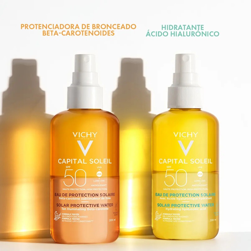 Agua Solar Protectora Corporal Hidratante con Ácido Hialurónico y Vitamina