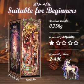 CUTEBEE DIY Book Nook Kit, Miniature House Kits for Adult and Teens, DIY Miniature Book Nook kit with Sensor Led Light, Gifts for Lovers and Family (The Grace of The Forest)