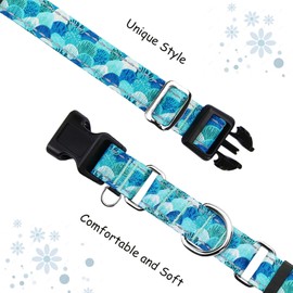 Fidohug Reflective Martingale Collar with Buckle Adjustable Nylon Training Pet Collars for Medium Dogs (Turquoise Shell, M)