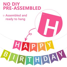 RICHHHA Happy Birthday Banner Pre-Strung Birthday Decorations Birthday Party Backdrop Sign Garland Party Supplies for Women Men Boys Girls,NO-DIY Blue Orange