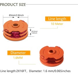 SUIFAYIO Strimmer Spool, Trimmer Line Spools Compatible with Worx McGregor MET6032 MET4530 MET3525, 32ft/9.8m Autofeed Replacement Spool,1.6mm String Trimmer Spool for Efficient Grass Trimming (3PCS)