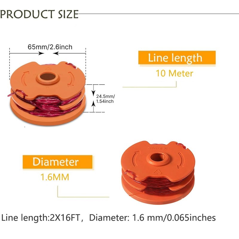 SUIFAYIO Strimmer Spool, Trimmer Line Spools Compatible with Worx McGregor