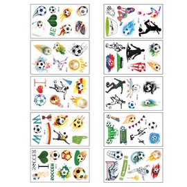 JEXOWIQ 10 Sheets Children's Tattoos, Football Theme, Children's Tattoos, Waterproof Temporary Tattoos Stickers, Boys Girls Children's Birthday Party Bag Party Festival Christmas Filling