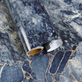 FANCYEASY 15.7"x118" Blue Marble Peel and Stick Wallpaper for Kitchen Stick and Peel Countertop Contact Paper for Cabinets Waterproof Self Adhesive Vinyl Films Removable for Shelf Liners Drawers Walls