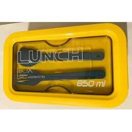 Barnabys Bento Box - Eco-friendly Lunch Box With Spoon, Fork. Two Separate Food Sections, plus section for reusable cutlery (included). Easy Clean and Leakproof - 850ml