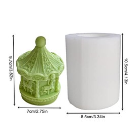 Anktily Molde de silicona con forma de carrusel, molde de silicona para jabón, fondant, resina epoxi, cera, arcilla polimérica, yeso