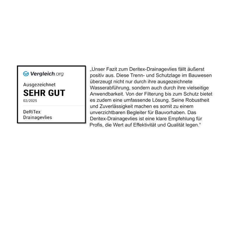 DeRiTex 300 g/m² drainage fleece, filter fleece GRK2 (1 m