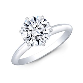 JEWELLERY CRAFT 3ct D VVS Lab Created Simulated Diamond Solitaire Engagement Ring, 14k White Gold Plated, 925 Sterling Silver