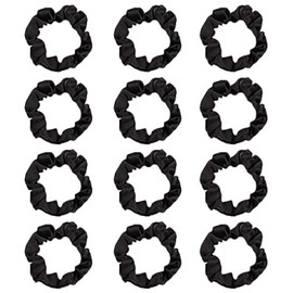 12Pcs Thin Floral Hair Ties, Soft Hair Scrunchies Elastic Hair Bands Floral Solid Ropes Ponytail Holder Stocking Stuffers for Women Girls