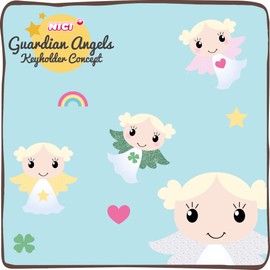 NICI 47061 Guardian Angel Keyring "Good Luck" 9 cm - Lucky Charm Angel - Guardian Angel with Clover - Angel Keyring for Lanyard, Key bunch & Keyring
