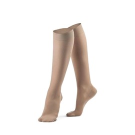 Kami-So Figure Skating Sock, Sleek Knee High Thin Design for Ice Skater Woman, Girl, Adult, Moisture-Wicking, Lightweight, Breathable, Secure Fit Soft Stretch for Competition (Light Tan, Junior)