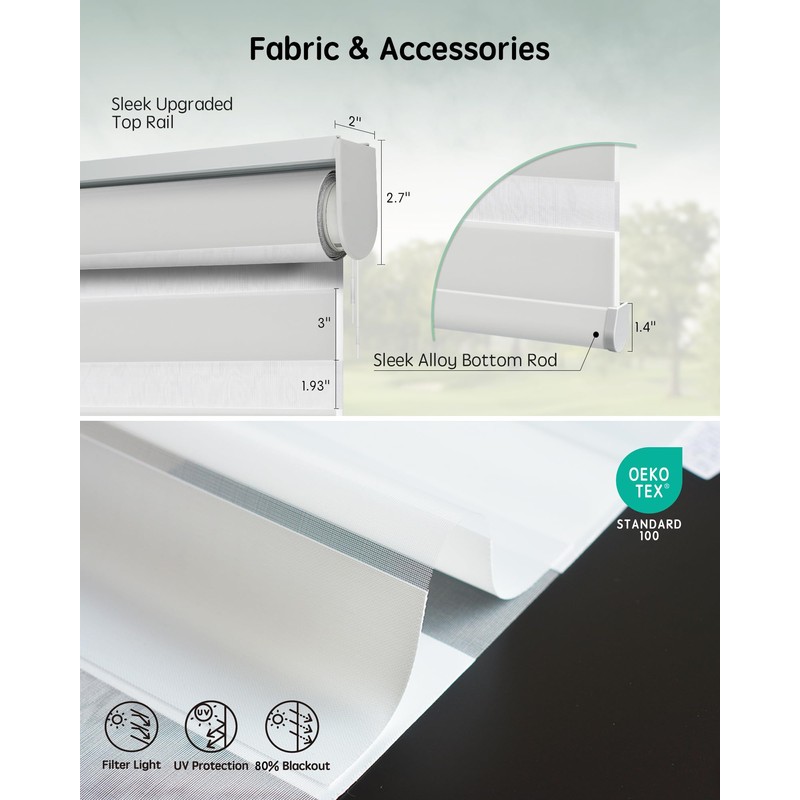 Yoolax Motorized Blinds with Remote, Electric Zebra Blinds for Indoor