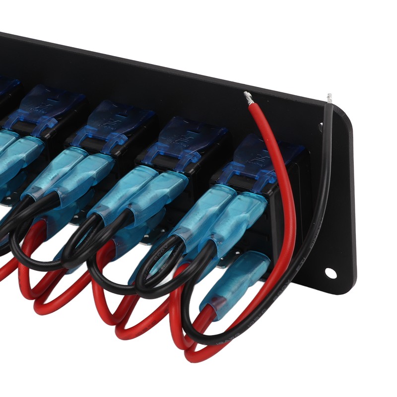 6 Gang Rocker Switch Panel Overcurrent Protection LED Blue Backlit