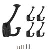 LONHECAN Matte Black Hooks Large Wall Mounted Decorative Solid Heavy-Duty