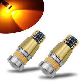 KISLED 12-24V Super Bright 194 912 921 168 175 2825 W5W T10 LED Bulbs with Projectors for Side Marker Cargo High Mount 3rd Brake Lights, Amber Yellow