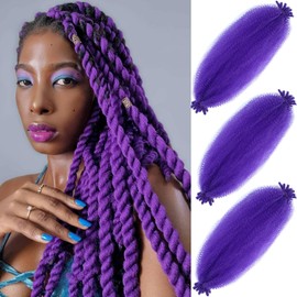 Afro Twist Hair 12 Inch 3 Packs, Springy Afro Twist Hair Pre Fluffed Spring Twist Hair Pre Separated Wrapping Hair for Soft Locs Hair Extensions (12 Inch (Pack of 3), Purple#)
