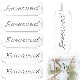 6 Pcs Reserved Signs for Wedding Chairs Acrylic Wedding Signs Reserved Seating Signs with Ribbon, Reserved Chair Signs Wedding Signs for Ceremony and Reception Church Pews Chair Wedding Stuff