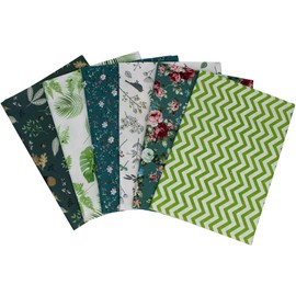 Jukway Pack of 6 Cotton Fabric Sold by the Metre 50 x 50 cm Patchwork Fabrics for Sewing Quilting DIY Decoration Crafts Pure Cotton Fabric Printed Patterns Fabric Packages (Green)
