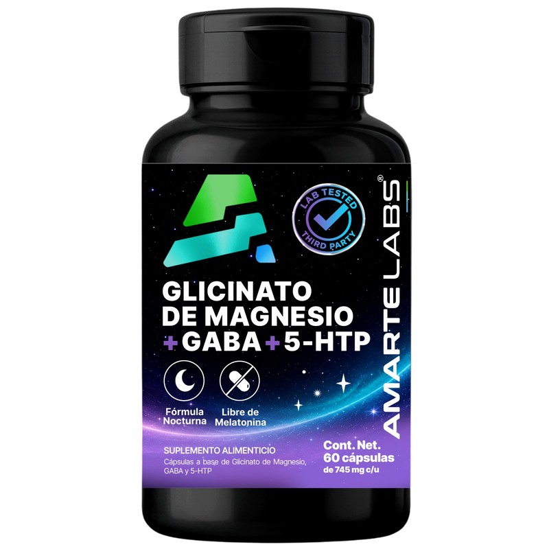 Amarte Labs Glicinato de Magnesio Fórmula Nocturna, 60 Cápsulas