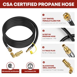 Improved Propane Quick Connect Hose, 18FT RV Propane Hose with Blackstone Propane Adapter, Quick Connect Propane Hose for Rv to Grill, Fit for Blackstone 22 Inch Griddle & 17” Blackstone Grill