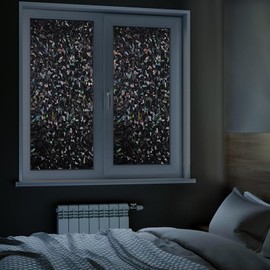 LEMON CLOUD Total Blackout Window Privacy Film Static Cling, Decorative Frosted Window Covering 100% Opaque Film Tint Darkening Removable Film for High Privacy（Blackout Half Moon 17.5 x 78.7inches）