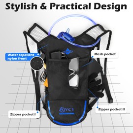 2 Pack Hydration Backpack Pack with 2L Hydration Bladder, ACVCY Lightweight Breathable Water Backpack with 3 Layer Pockets, Reinforced Shoulder Straps for Hiking Running Cycling Music Festivals