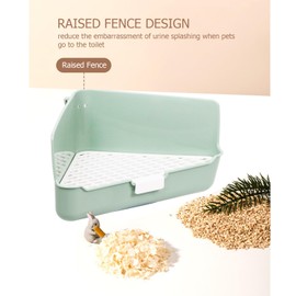 Pawsayes Rabbit Litter Box Small Rabbit Bedding Litter Box for Cage Pet Rabbits Guinea Pigs Hamsters Chinchillas Animal Rabbits Potty Trainer Corner Pan Litter Detachable Triangle Toilet (Green L)