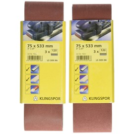 Klingspor 7022"LS 309 XH" Grit 120 Sanding Belt, Brown, 75 x 533 mm