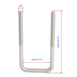 Aoje-Link Square U Bolt 45mm Internal Width M8 Thread 304 Stainless Steel Silver with Plate Nuts Flat Washers 2 Pieces