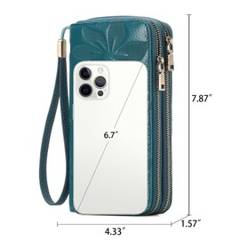 GAEKEAO Wallet for Women Clutch RFID Blocking Leather Wristlet Purse Large Capacity Credit Card Holder with Grip Hand Strap