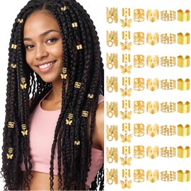 Tyqour 48Pcs Hair Jewelry For Women Hair Charms Metal Hair Cuffs Adjustable Hair Rings Hair Clips Hair Bead Braids Loc Accessories For Black Women Men