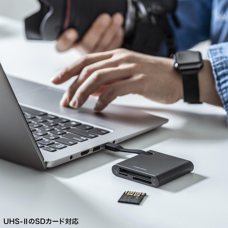 Sanwa Supply SD4.0 UHS-II Compatible Type-C Card Reader ADR-3TCML41BK