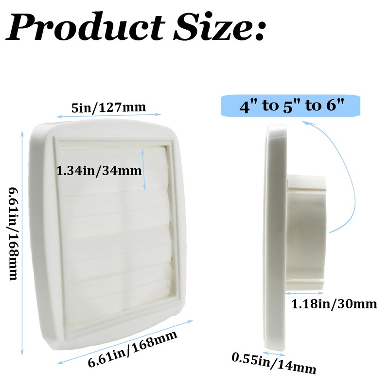 Amonk Adjustable Dryer Vent Cover Outside 4'' to 5'' to